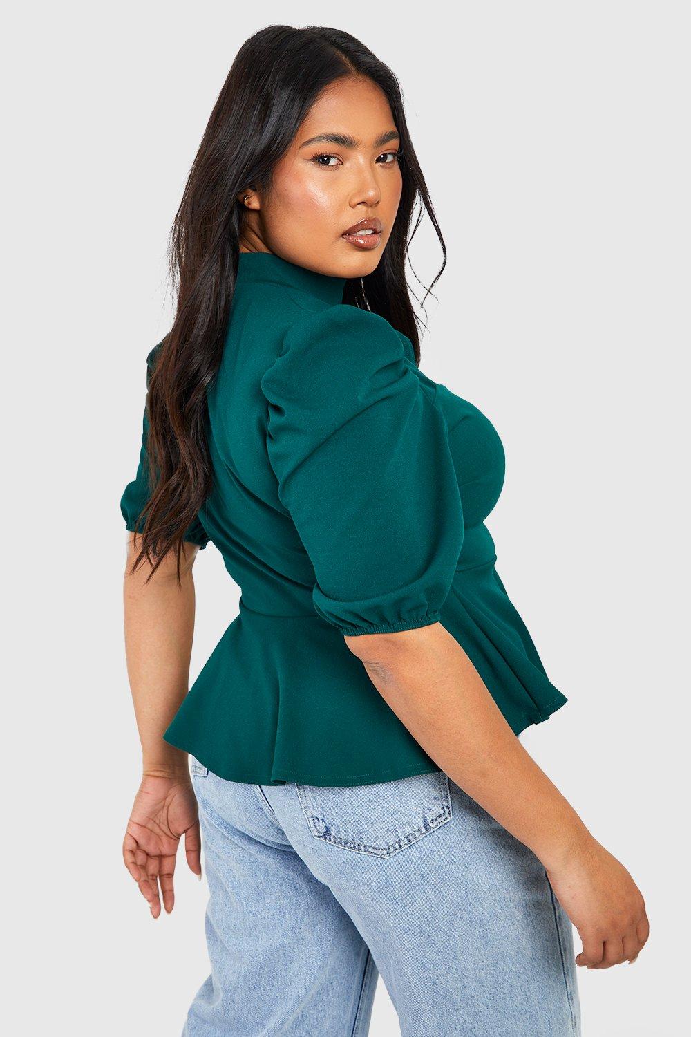 Emerald green cheap peplum top